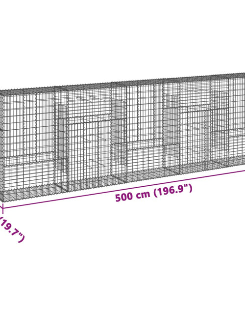 Încărcați imaginea în vizualizatorul Galerie, Coș gabion cu capac, 500x50x150 cm, fier galvanizat
