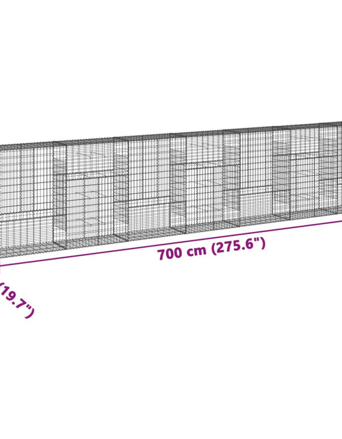 Загрузите изображение в средство просмотра галереи, Coș gabion cu capac, 700x50x150 cm, fier galvanizat
