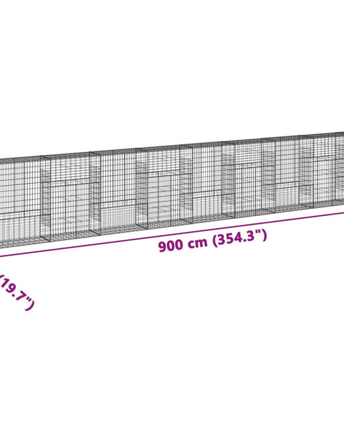 Încărcați imaginea în vizualizatorul Galerie, Coș gabion cu capac, 900x50x150 cm, fier galvanizat
