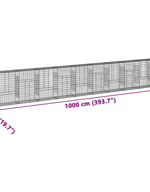 Încărcați imaginea în vizualizatorul Galerie, Coș gabion cu capac, 1000x50x150 cm, fier galvanizat
