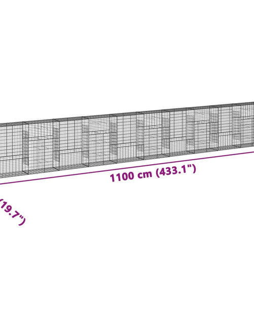 Загрузите изображение в средство просмотра галереи, Coș gabion cu capac, 1100x50x150 cm, fier galvanizat
