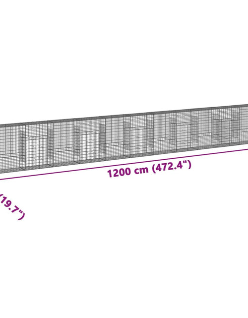 Загрузите изображение в средство просмотра галереи, Coș gabion cu capac, 1200x50x150 cm, fier galvanizat
