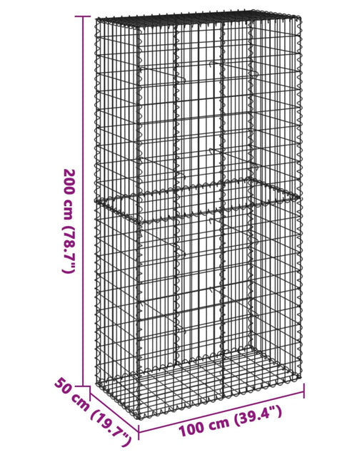 Încărcați imaginea în vizualizatorul Galerie, Coș gabion cu capac, 100x50x200 cm, fier galvanizat
