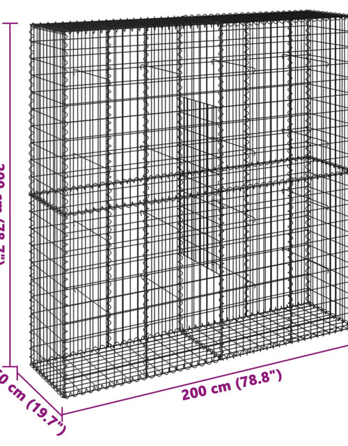 Încărcați imaginea în vizualizatorul Galerie, Coș gabion cu capac, 200x50x200 cm, fier galvanizat
