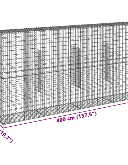 Загрузите изображение в средство просмотра галереи, Coș gabion cu capac, 400x50x200 cm, fier galvanizat
