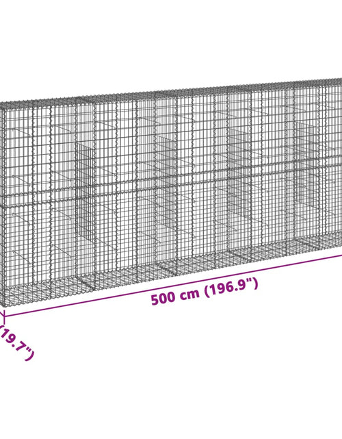 Încărcați imaginea în vizualizatorul Galerie, Coș gabion cu capac, 500x50x200 cm, fier galvanizat
