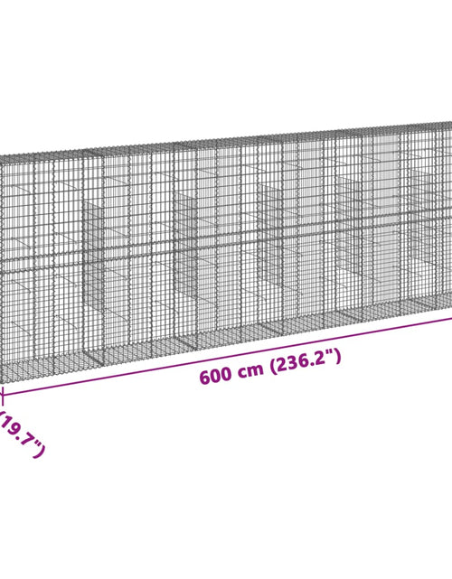 Încărcați imaginea în vizualizatorul Galerie, Coș gabion cu capac, 600x50x200 cm, fier galvanizat
