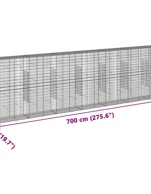 Încărcați imaginea în vizualizatorul Galerie, Coș gabion cu capac, 700x50x200 cm, fier galvanizat
