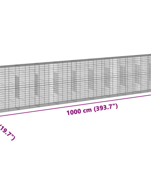Загрузите изображение в средство просмотра галереи, Coș gabion cu capac, 1000x50x200 cm, fier galvanizat
