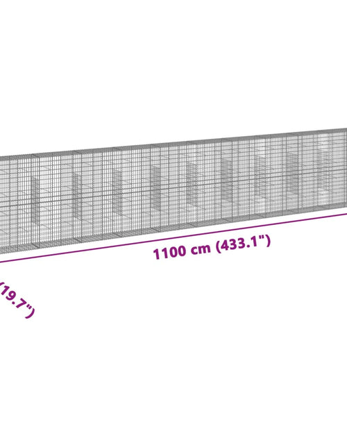 Încărcați imaginea în vizualizatorul Galerie, Coș gabion cu capac, 1100x50x200 cm, fier galvanizat
