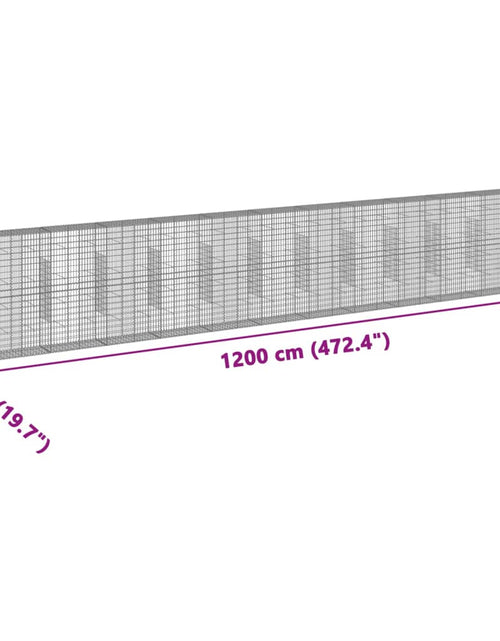 Încărcați imaginea în vizualizatorul Galerie, Coș gabion cu capac, 1200x50x200 cm, fier galvanizat
