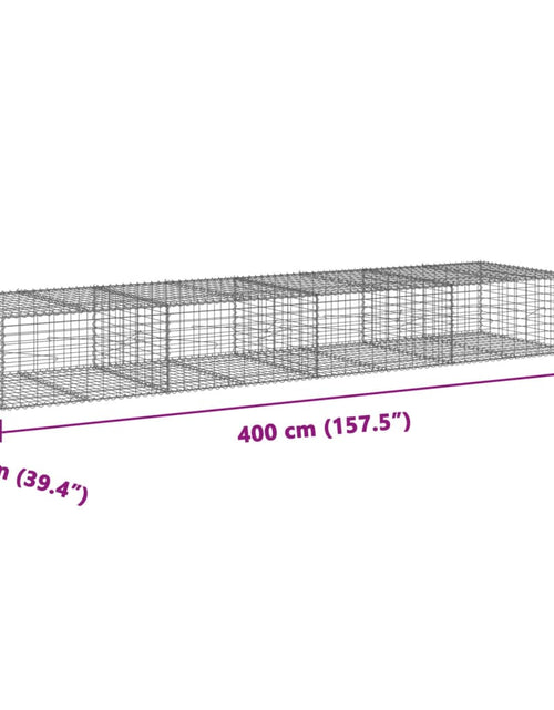 Încărcați imaginea în vizualizatorul Galerie, Coș gabion cu capac, 400x100x50 cm, fier galvanizat
