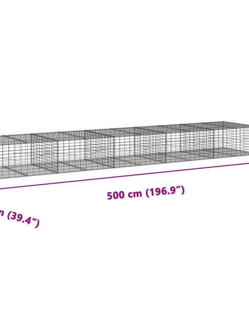 Încărcați imaginea în vizualizatorul Galerie, Coș gabion cu capac, 500x100x50 cm, fier galvanizat
