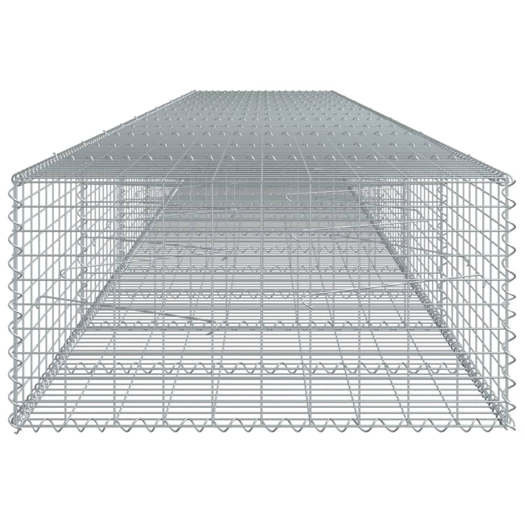 Coș gabion cu capac, 700x100x50 cm, fier galvanizat