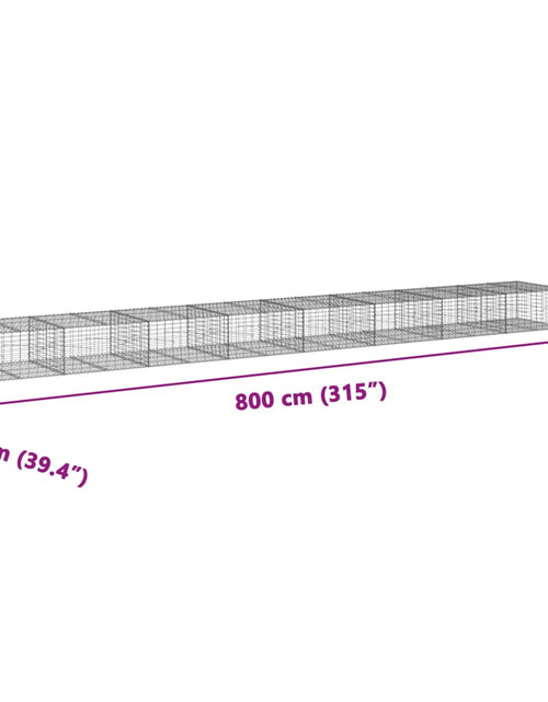Încărcați imaginea în vizualizatorul Galerie, Coș gabion cu capac, 800x100x50 cm, fier galvanizat

