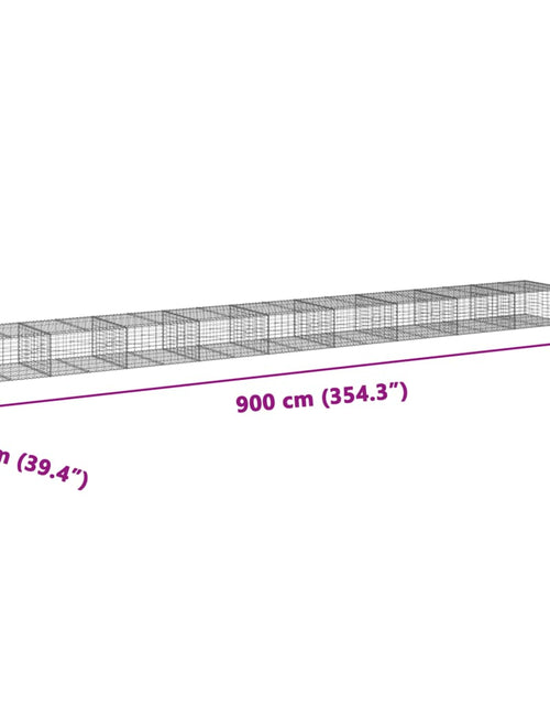 Încărcați imaginea în vizualizatorul Galerie, Coș gabion cu capac, 900x100x50 cm, fier galvanizat
