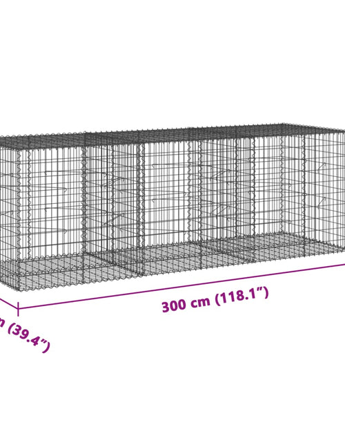 Încărcați imaginea în vizualizatorul Galerie, Coș gabion cu capac, 300x100x100 cm, fier galvanizat
