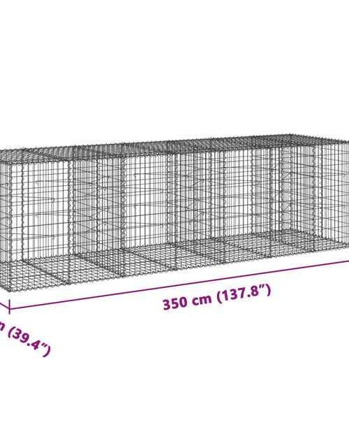 Încărcați imaginea în vizualizatorul Galerie, Coș gabion cu capac, 350x100x100 cm, fier galvanizat
