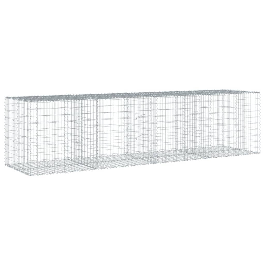 Coș gabion cu capac, 400x100x100 cm, fier galvanizat