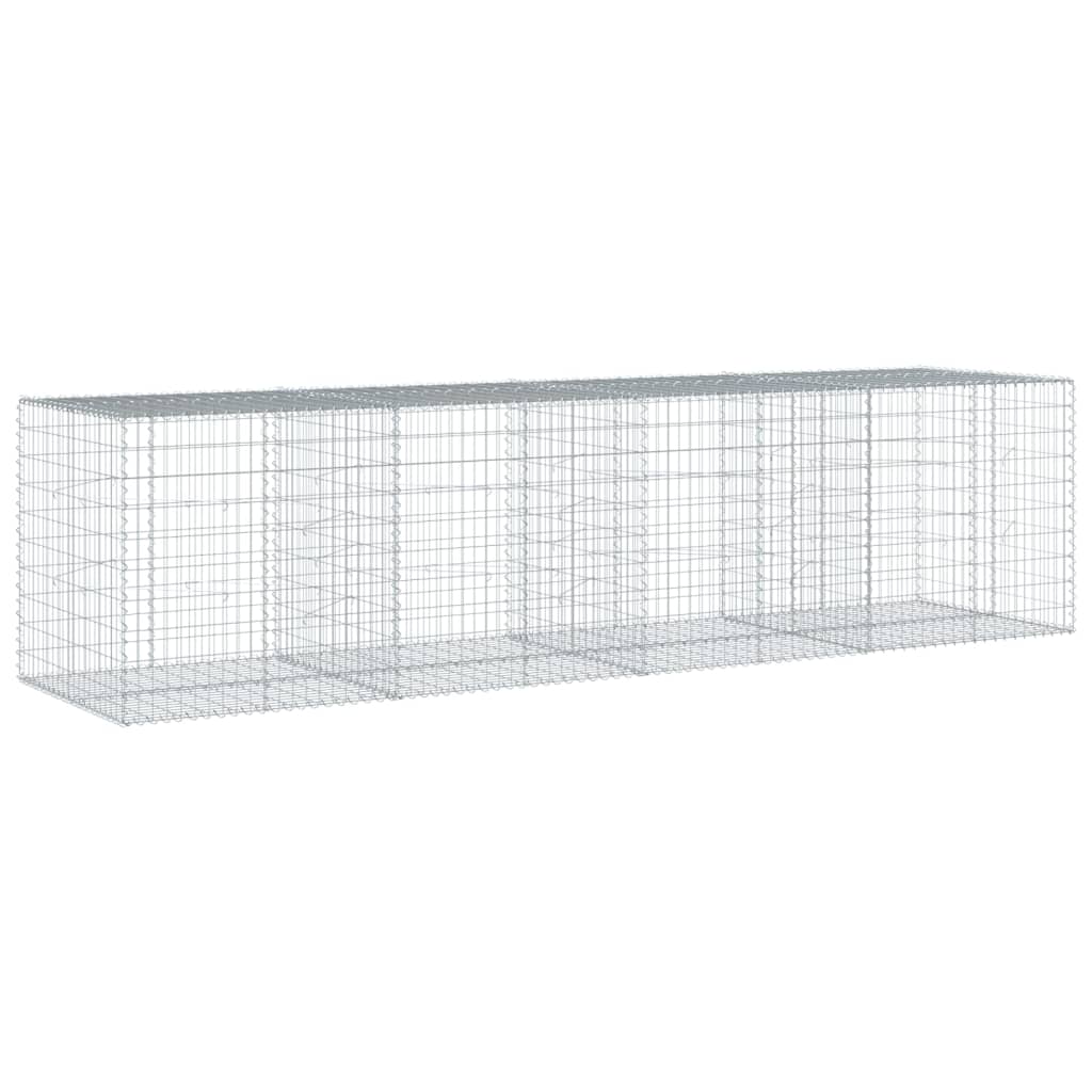 Coș gabion cu capac, 400x100x100 cm, fier galvanizat