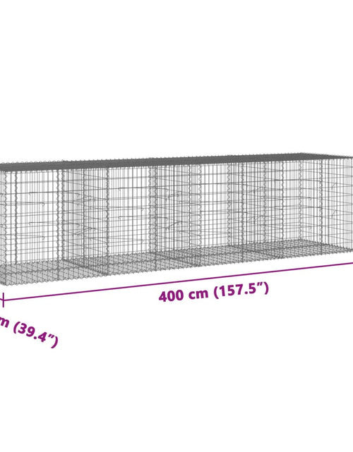 Încărcați imaginea în vizualizatorul Galerie, Coș gabion cu capac, 400x100x100 cm, fier galvanizat
