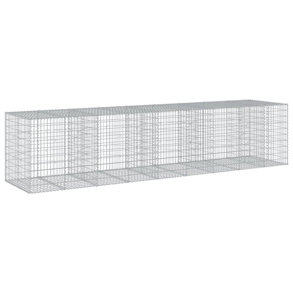 Coș gabion cu capac, 450x100x100 cm, fier galvanizat