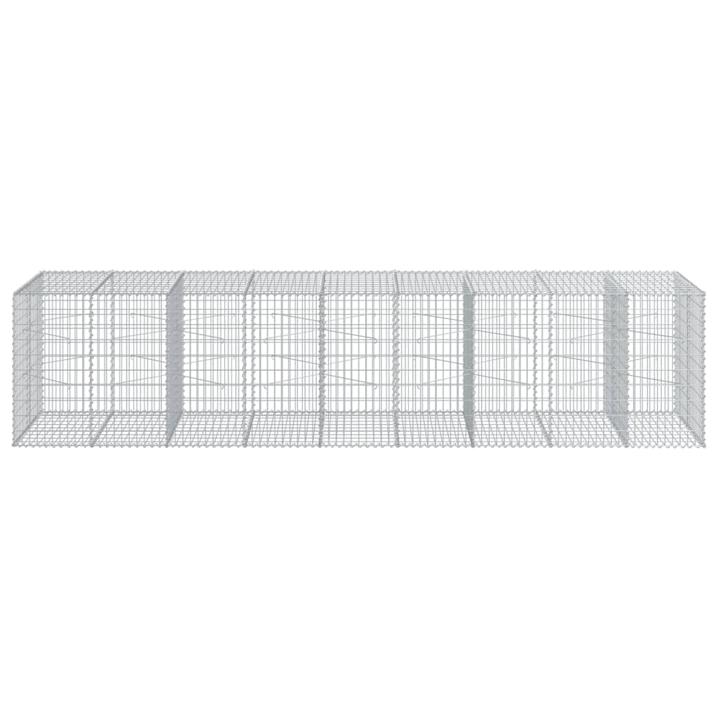 Coș gabion cu capac, 450x100x100 cm, fier galvanizat