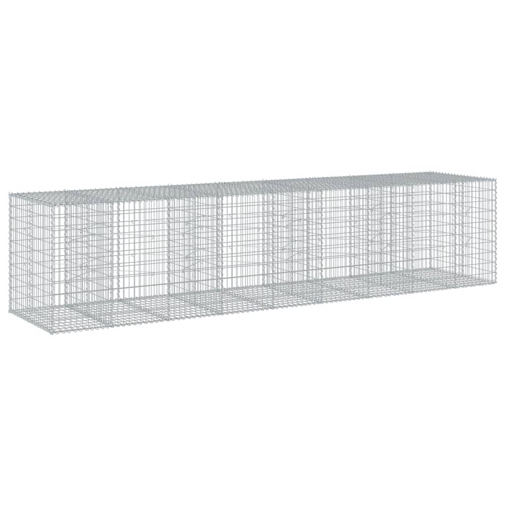 Coș gabion cu capac, 450x100x100 cm, fier galvanizat