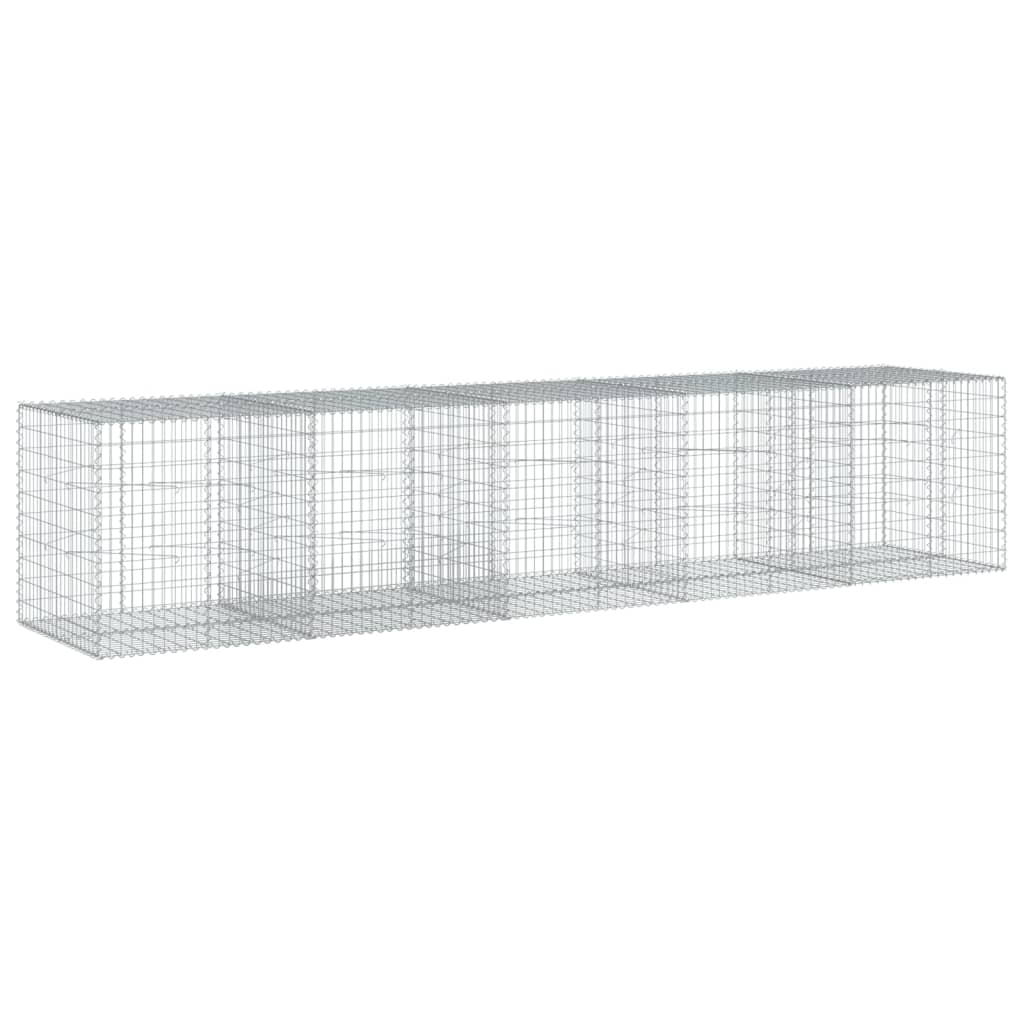 Coș gabion cu capac, 500x100x100 cm, fier galvanizat