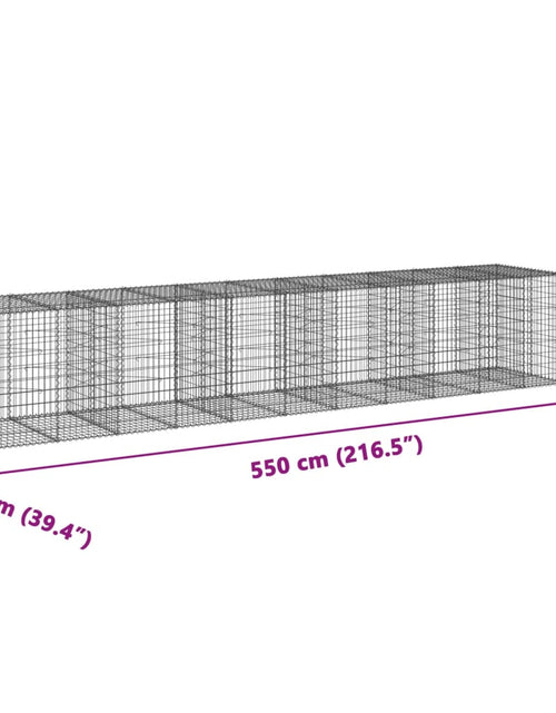 Încărcați imaginea în vizualizatorul Galerie, Coș gabion cu capac, 550x100x100 cm, fier galvanizat
