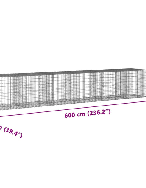 Încărcați imaginea în vizualizatorul Galerie, Coș gabion cu capac, 600x100x100 cm, fier galvanizat
