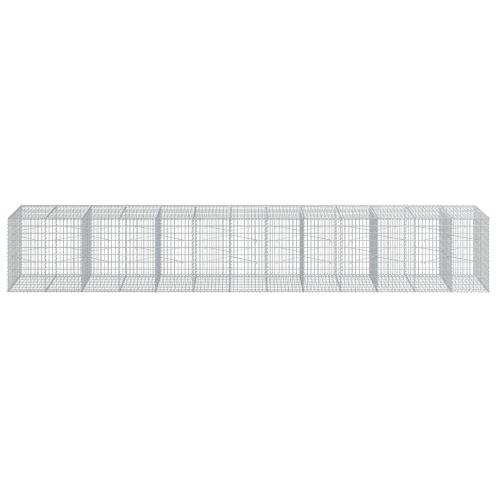 Coș gabion cu capac, 650x100x100 cm, fier galvanizat