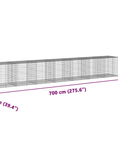 Încărcați imaginea în vizualizatorul Galerie, Coș gabion cu capac, 700x100x100 cm, fier galvanizat
