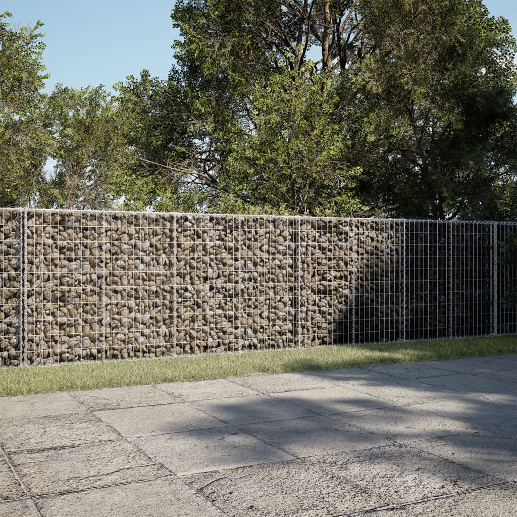 Coș gabion cu capac, 700x100x100 cm, fier galvanizat