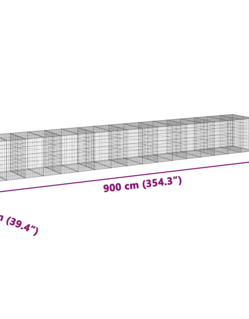Încărcați imaginea în vizualizatorul Galerie, Coș gabion cu capac, 900x100x100 cm, fier galvanizat
