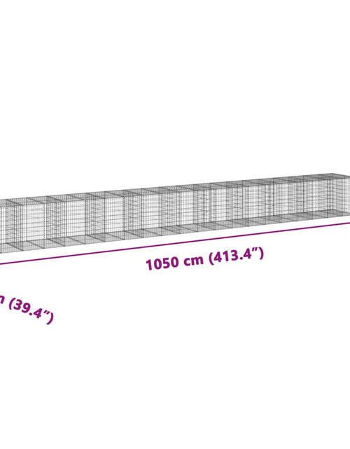 Încărcați imaginea în vizualizatorul Galerie, Coș gabion cu capac, 1050x100x100 cm, fier galvanizat
