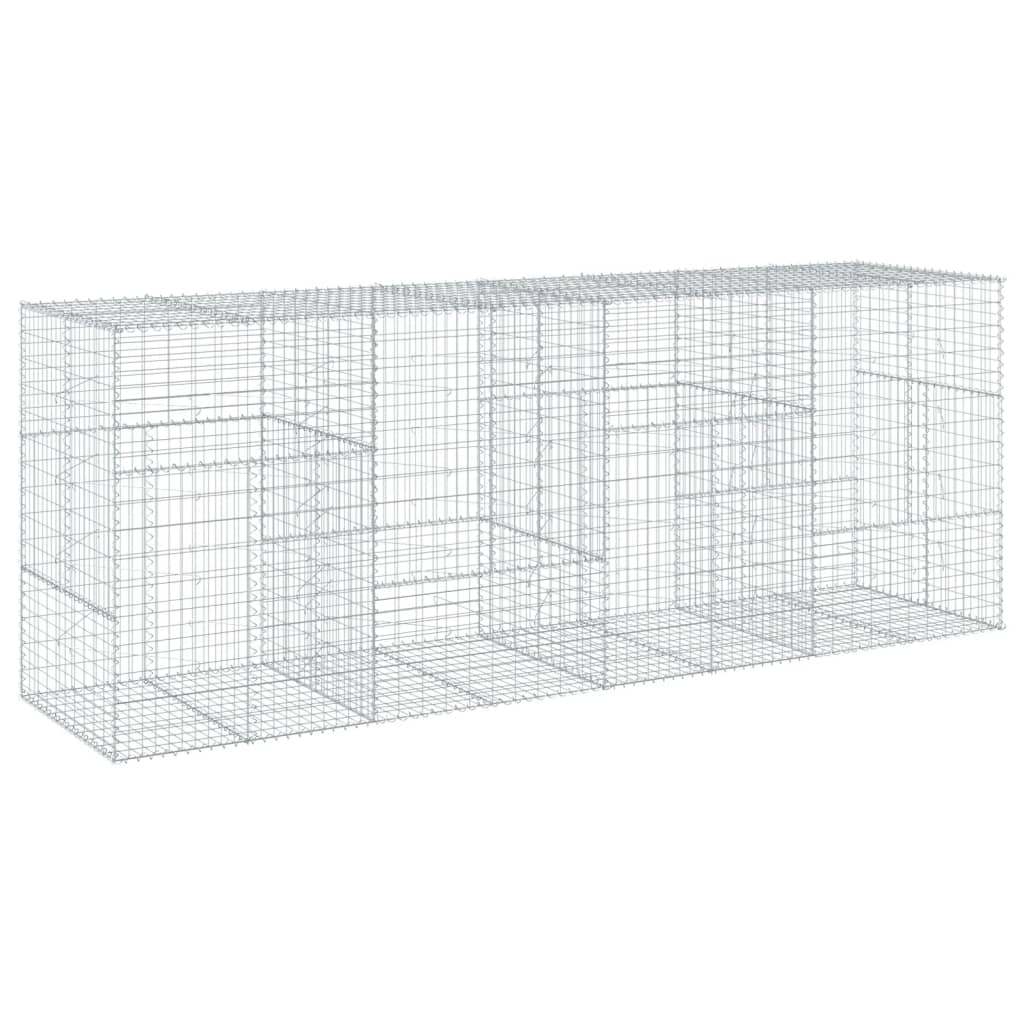 Coș gabion cu capac, 400x100x150 cm, fier galvanizat