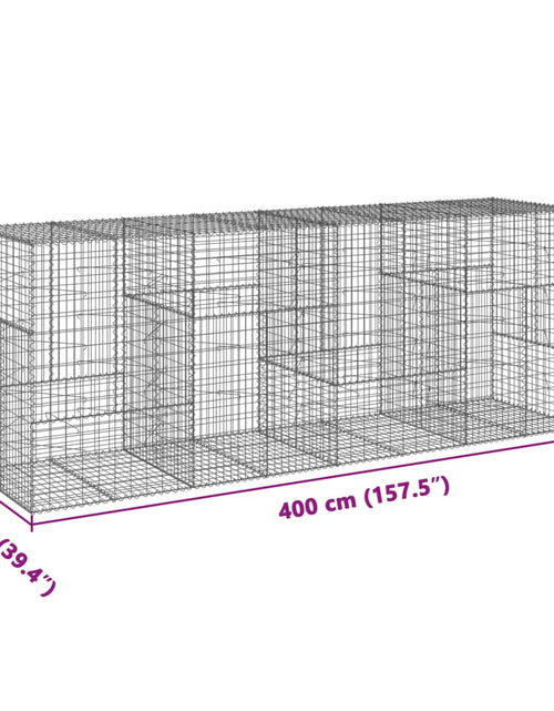 Încărcați imaginea în vizualizatorul Galerie, Coș gabion cu capac, 400x100x150 cm, fier galvanizat
