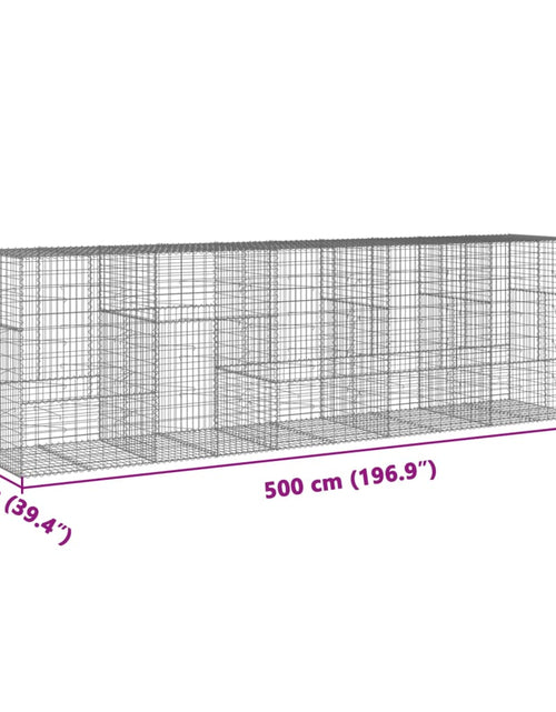 Încărcați imaginea în vizualizatorul Galerie, Coș gabion cu capac, 500x100x150 cm, fier galvanizat
