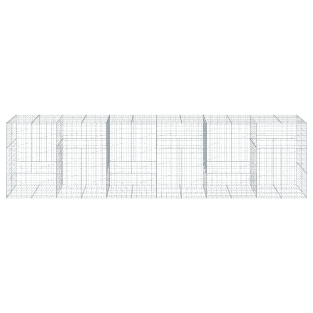 Coș gabion cu capac, 600x100x150 cm, fier galvanizat