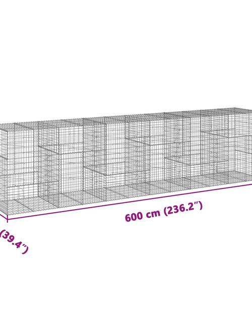 Încărcați imaginea în vizualizatorul Galerie, Coș gabion cu capac, 600x100x150 cm, fier galvanizat
