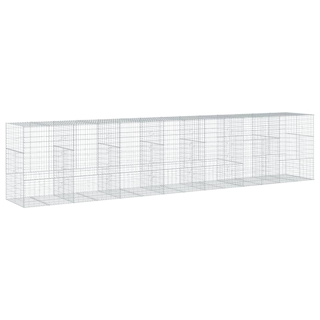 Coș gabion cu capac, 700x100x150 cm, fier galvanizat