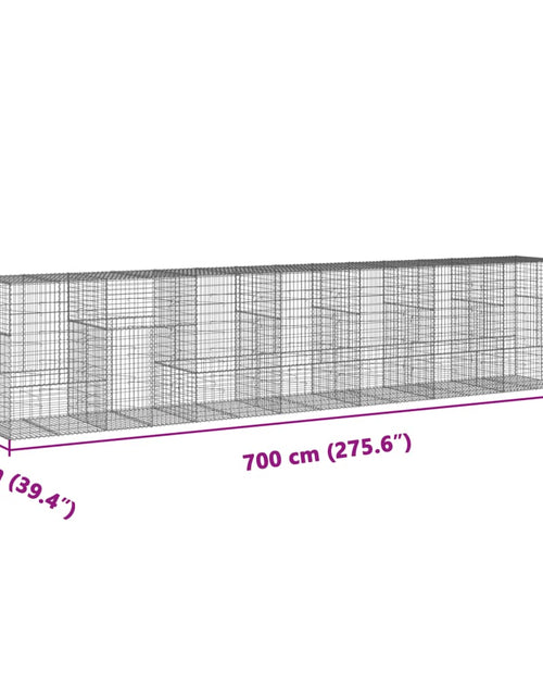 Încărcați imaginea în vizualizatorul Galerie, Coș gabion cu capac, 700x100x150 cm, fier galvanizat
