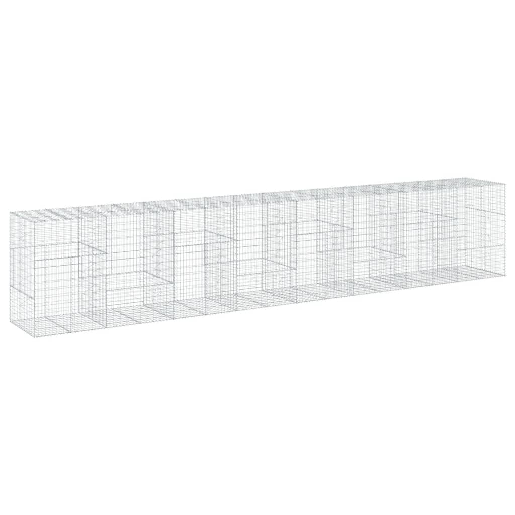 Coș gabion cu capac, 800x100x150 cm, fier galvanizat