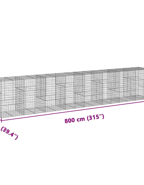 Încărcați imaginea în vizualizatorul Galerie, Coș gabion cu capac, 800x100x150 cm, fier galvanizat
