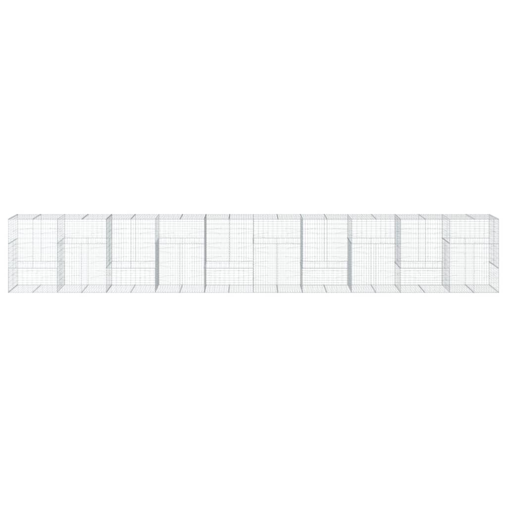 Coș gabion cu capac, 1000x100x150 cm, fier galvanizat