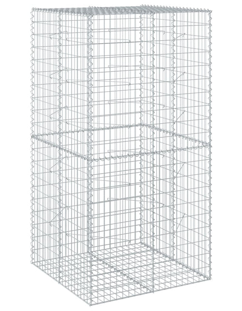 Încărcați imaginea în vizualizatorul Galerie, Coș gabion cu capac, 100x100x200 cm, fier galvanizat
