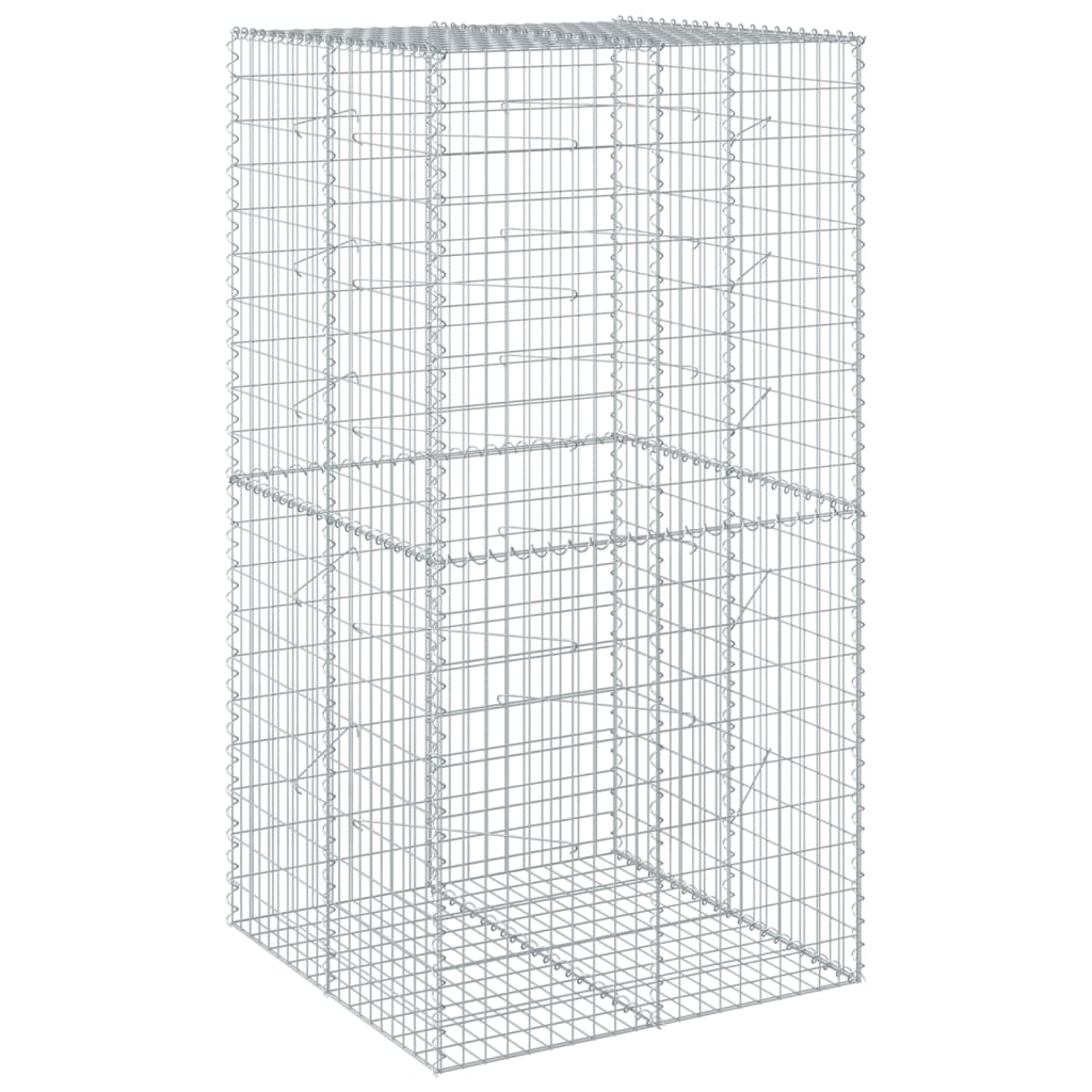 Coș gabion cu capac, 100x100x200 cm, fier galvanizat