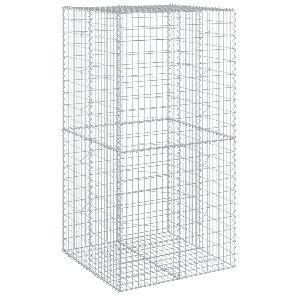 Coș gabion cu capac, 100x100x200 cm, fier galvanizat