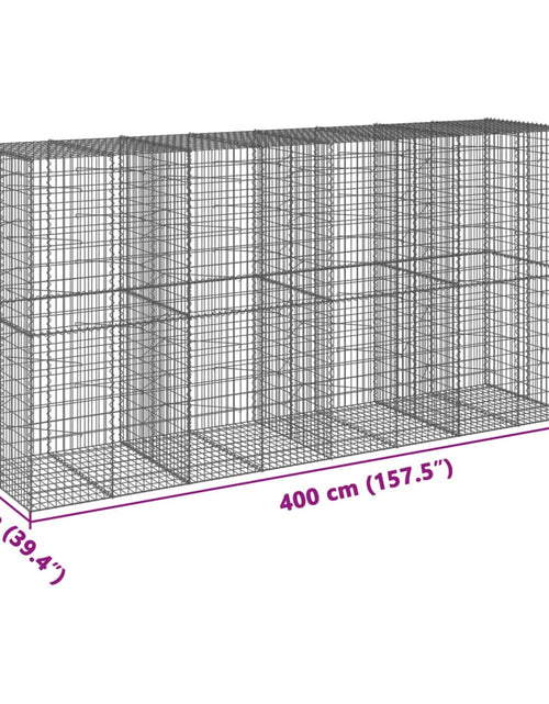 Încărcați imaginea în vizualizatorul Galerie, Coș gabion cu capac, 400x100x200 cm, fier galvanizat
